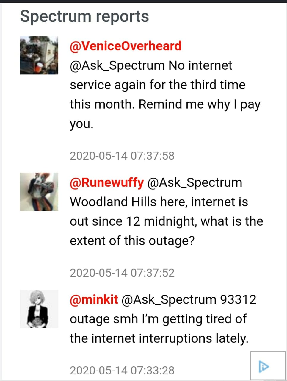 spectrum internet down