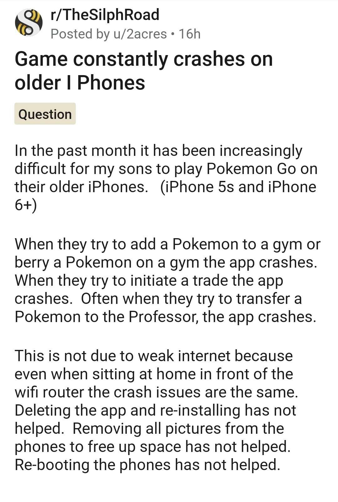 Pokemon Go crashes