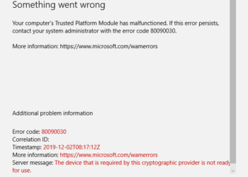 Teams Error 80090030