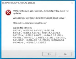 updating script hook v gta v crashes