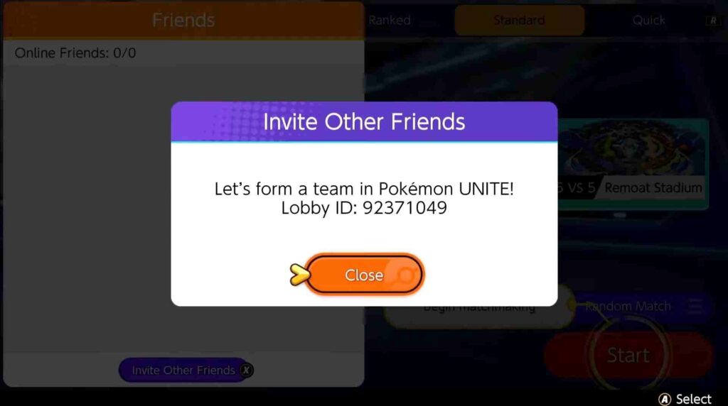 Pokemon Unite Lobby ID