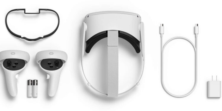 The charging cable and accessories provided with the Oculus Quest 2