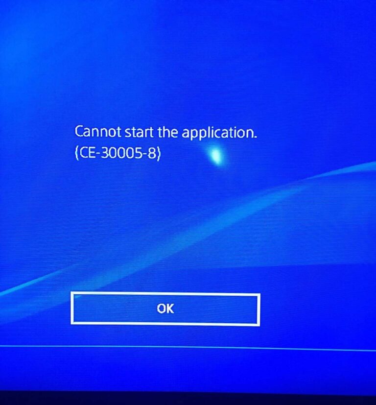 Не удалось запустить приложение ce 30005 8 ps4