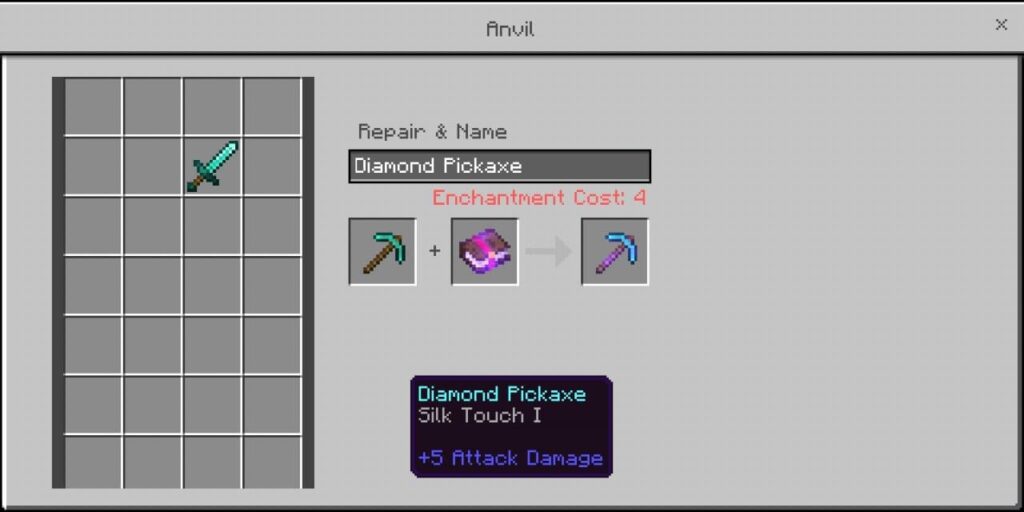 how to get a silk touch pickaxe