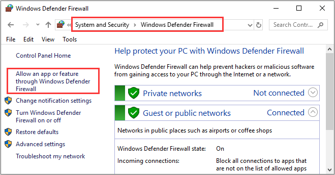Windows Firewall permissions